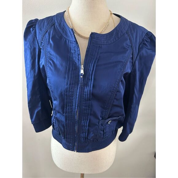 White House Black market short jacket size 0 blue - Picture 1 of 6